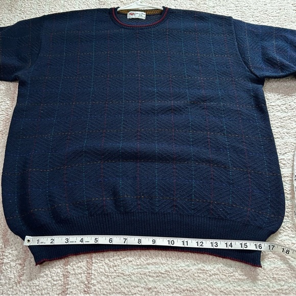 Homer Reed Ltd Denver Navy Wool Sweater Windowpane Knit Size Medium - Picture 6 of 8